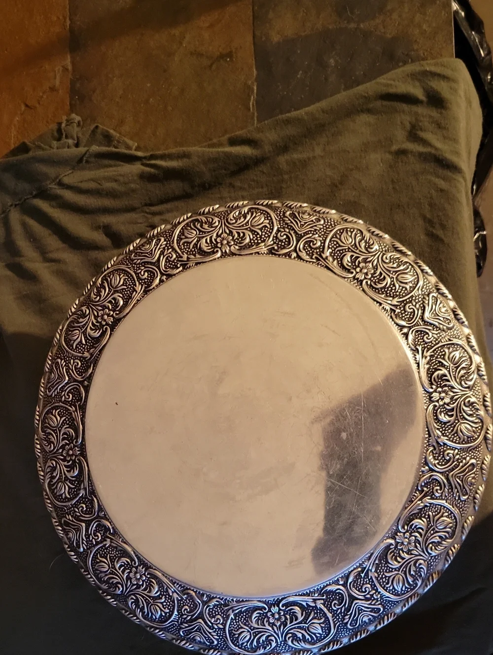 Ornate Silver Decorative Wall Plate - Silver